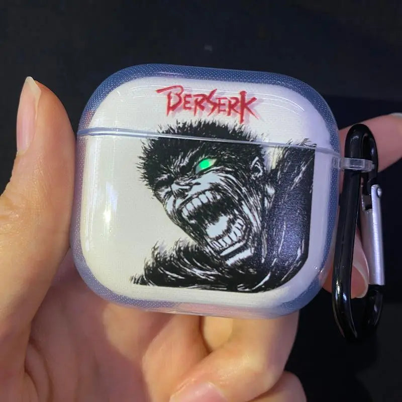 Berserk JJK AOT Tokyo Ghoul Solo Leveling DANDADAN Anime Inspired Wireless Earphone Protective Case Manga Airpod Case Cover for Airpods Pro 2/ Airpods 3/Airpods