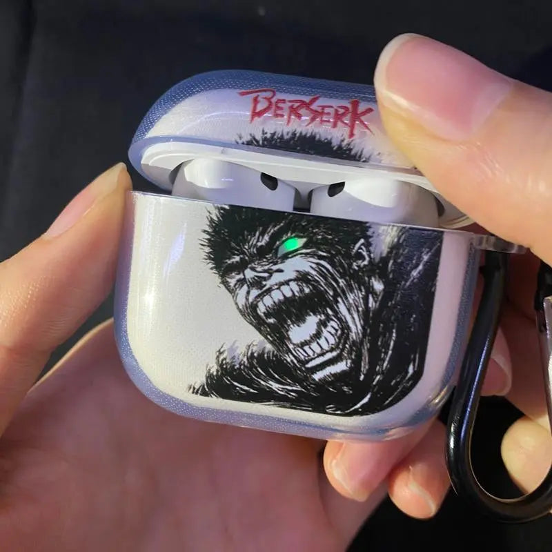 Berserk JJK AOT Tokyo Ghoul Solo Leveling DANDADAN Anime Inspired Wireless Earphone Protective Case Manga Airpod Case Cover for Airpods Pro 2/ Airpods 3/Airpods